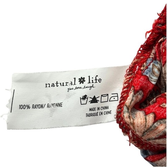 Natural Life Boho Floral Smocked Waist Shorts Skirt Small Red Flowy Festival - Picture 5 of 8